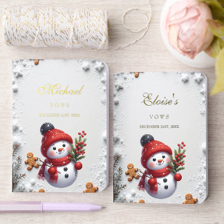 Snowman Gingerbread Winter Wedding Vow Books Set