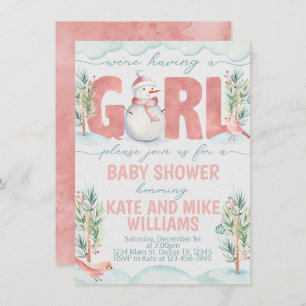 Snowman Girl Baby Shower Invitation Invite