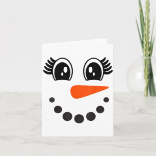 Snowman Girl Face For Girls Christmas Winter Card