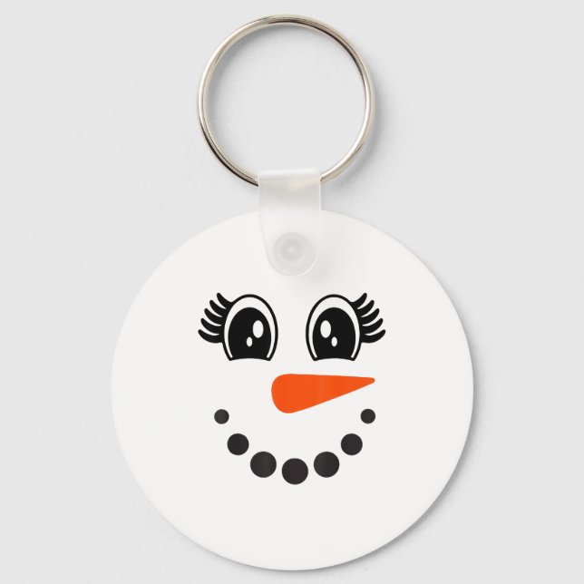 Snowman Girl Face For Girls Christmas Winter  Keychain (Front)