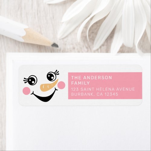 Snowman Girl Face Return Address Label