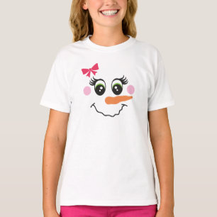 Snowman Girl Face T-Shirt for Kids