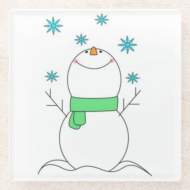 Snowman Glass Coaster (Front)