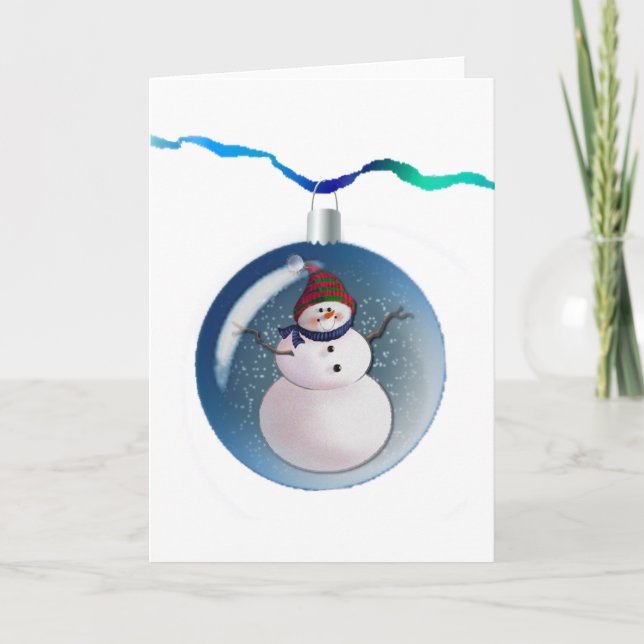 SNOWMAN GLOBES by SHARON SHARPE Holiday Card (Front)