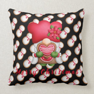 Snowman Gnome Customize Text and Color 20"X20" Throw Pillow