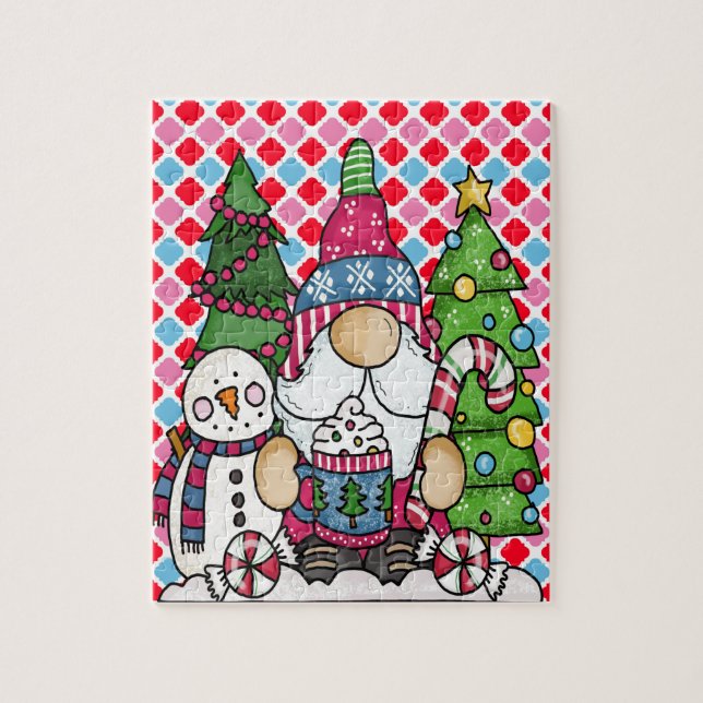 Snowman gnome & Xmas Tree  jigsaw puzzle (Vertical)