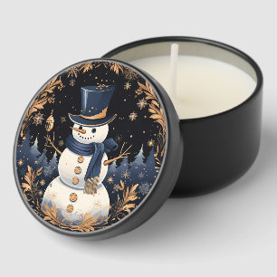 Snowman Gold Leaves Mini Candle Favors