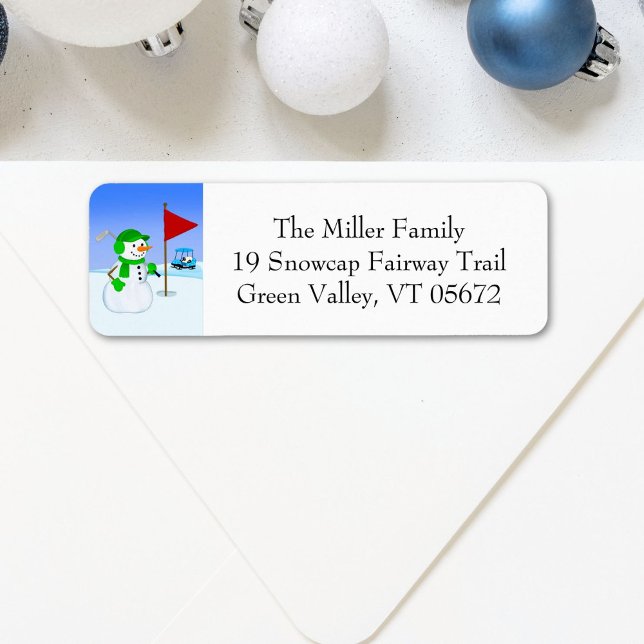  Snowman Golfer Return Address Label (Creator Uploaded)