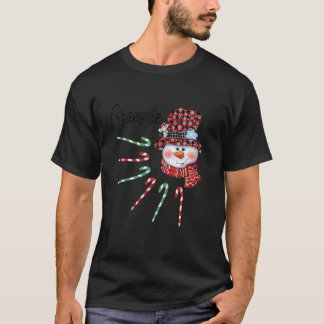 Snowman Grammie Candy Cane Red Plaid Christmas Gif T-Shirt