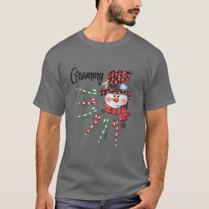 Snowman Grammy Candy Cane Red Plaid Christmas Gift T-Shirt