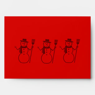 snowman graphic design red christmas envelope