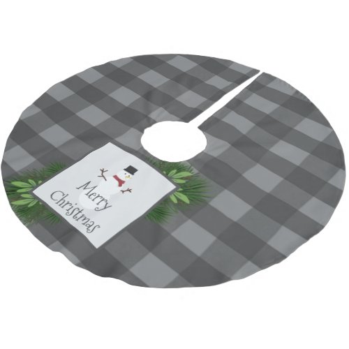 Snowman Gray Buffalo Plaid Tree Skirt