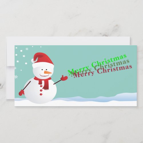 Snowman Green and Red Christmas Six Photo Collage Holiday Card