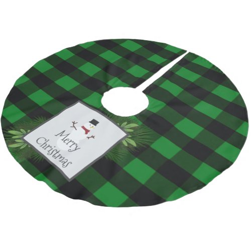 Snowman Green Buffalo Plaid Tree Skirt