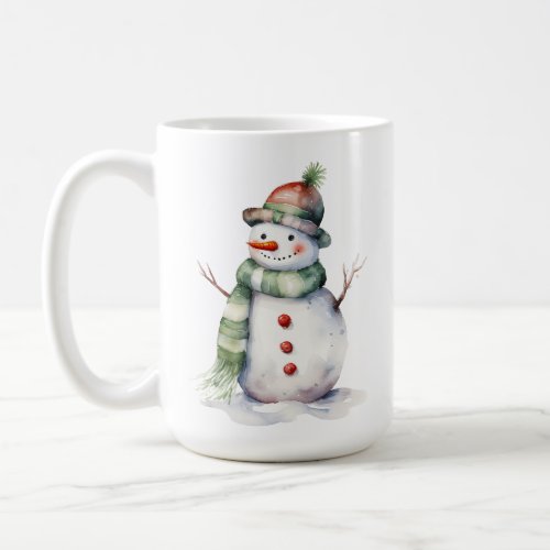 Snowman Green Scarf and Wrapped Gifts Coffee Mug 