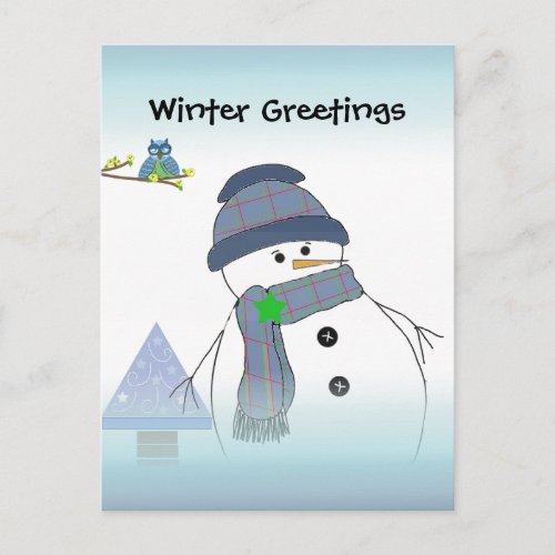 Snowman Greetings Postcard