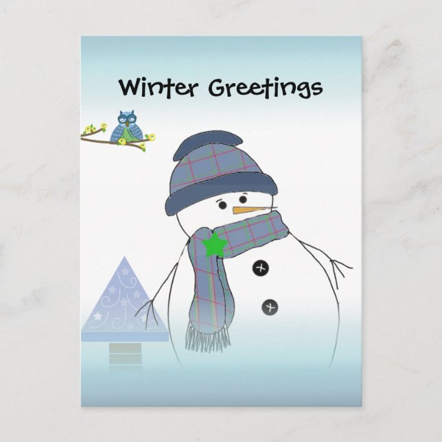 Snowman Greetings Postcard (Front)
