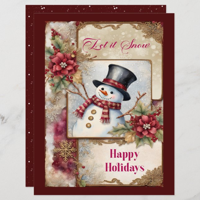 Snowman Greetings Scrapbook Paper (Front/Back)