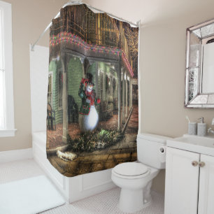 Snowman Greetings Shower Curtain