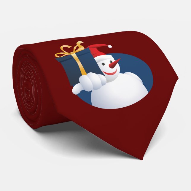 Snowman hands over gift... neck tie (Rolled)