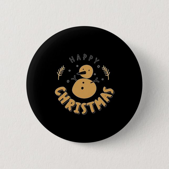 Snowman Happy Christmas  Button (Front)