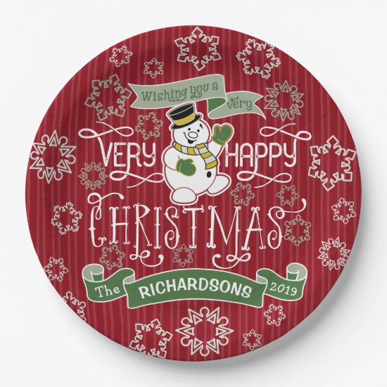 Snowman Happy Christmas Typography Custom Banner