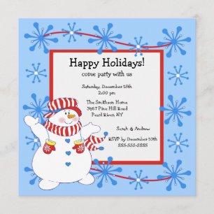 Snowman Happy Holiday Christmas Party Invitation