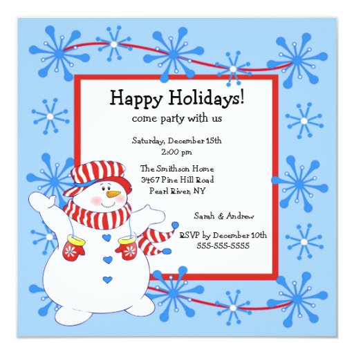 Snowman Happy Holiday Christmas Party Invitation | Zazzle