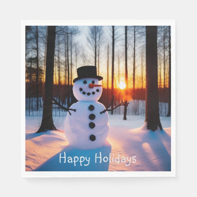 Snowman Happy Holidays Napkins (Front)