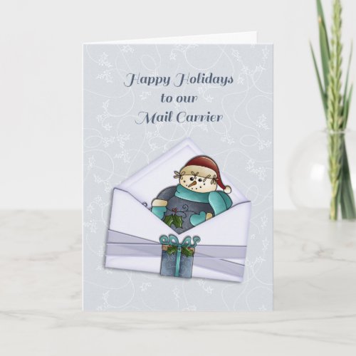 Snowman Happy Holidays to Mail Carrier Holiday Card