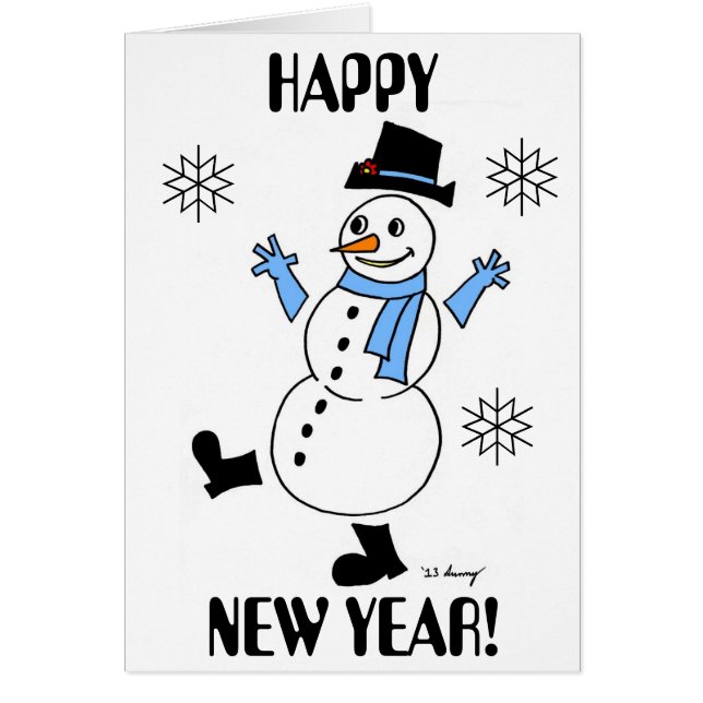 Snowman "HAPPY NEW YEAR" Card (Front)