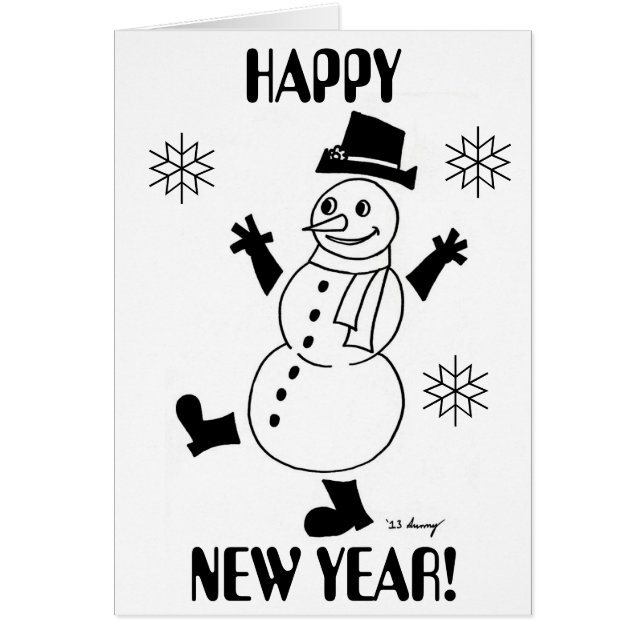 Snowman "HAPPY NEW YEAR" Card (Front)