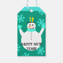 Snowman Happy New Year Custom Gift Tags