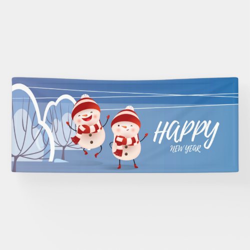 Snowman Happy New Year  Holidays Banner