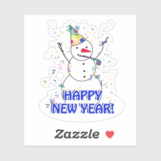 Snowman Happy New Year   Sticker (Sheet)