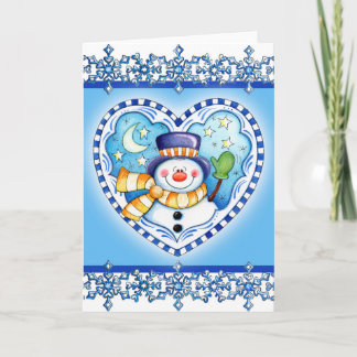 Snowman Heart - Greeting Card