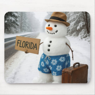 Snowman Hitchhiking to Florida Mouse Pad