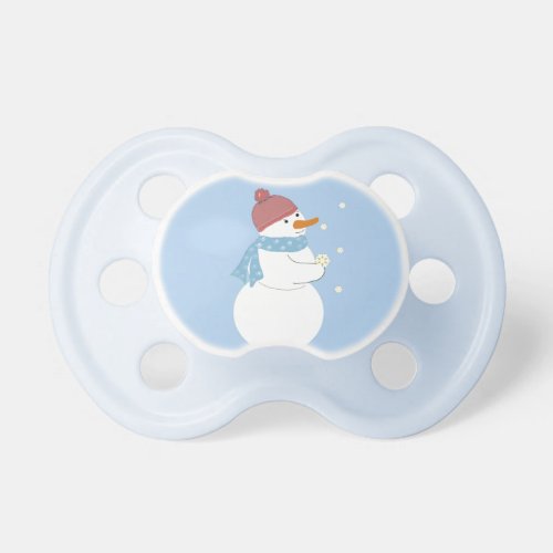 Snowman Holding a Magical Snowflake Pacifier