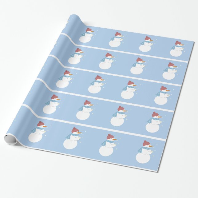 Snowman Holding a Magical Snowflake Wrapping Paper (Unrolled)