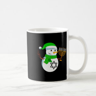 Snowman Holding Menorah Hanukkah Jewish Christmas Coffee Mug