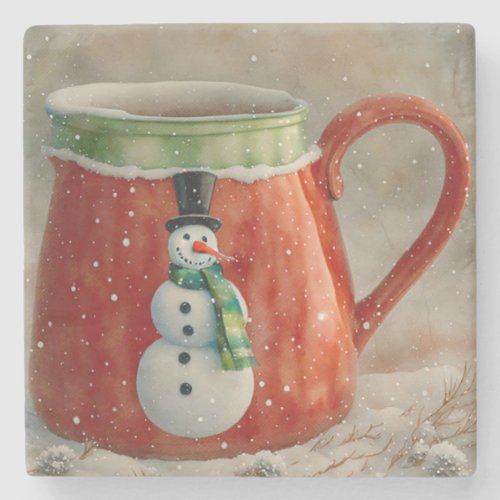 Snowman Holiday Christmas Art Coaster