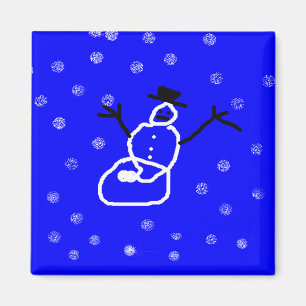 Snowman Holiday Christmas Magnet - Art by Kids