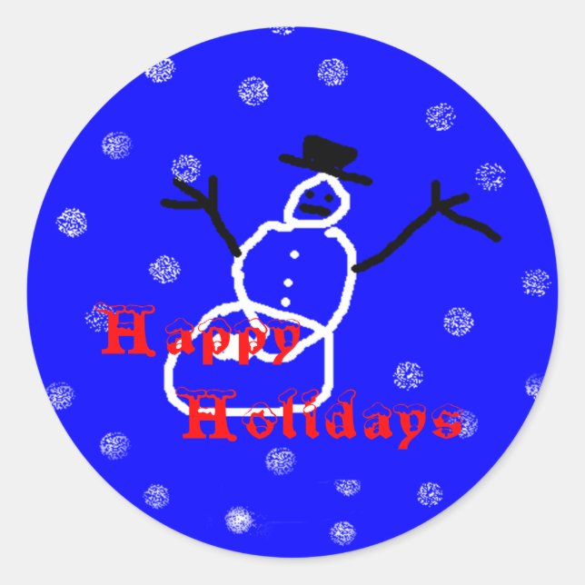 Snowman Holiday Christmas Stickers Round Template (Front)