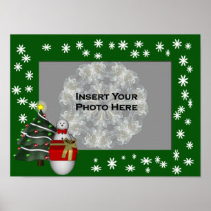 Snowman Holiday Frame Add Photo Poster Print