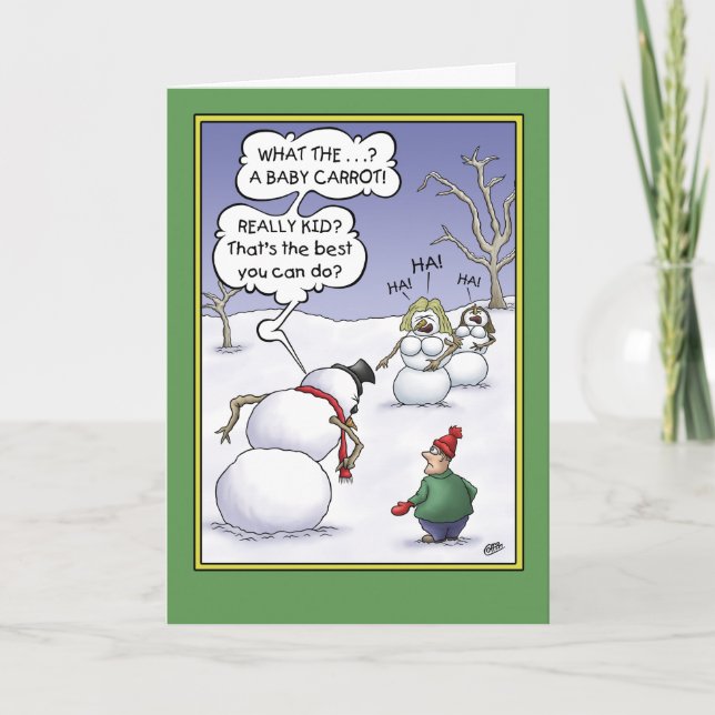 Snowman Holiday Humor, Size Matters Card (Front)