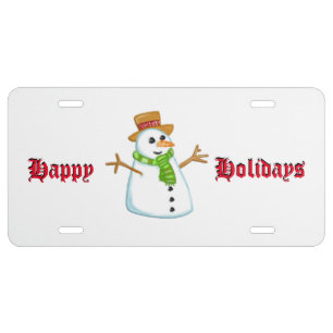 Snowman Holiday License Plate