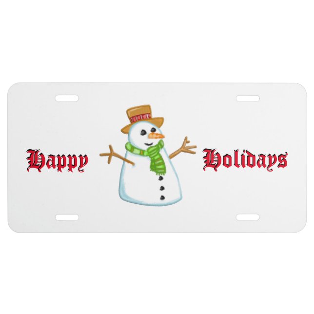 Snowman Holiday License Plate (Front)