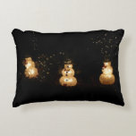 Snowman Holiday Light Display Accent Pillow