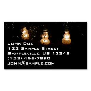Snowman Holiday Light Display Business Card Magnet