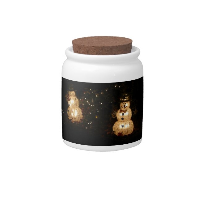Snowman Holiday Light Display Candy Jar (Front)